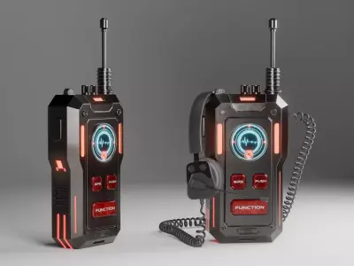 Sci-fi Hard Surface Walkie Talkie Device with PBR Texture Low-poly 3D model