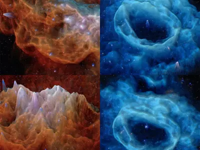 Low Res Tapestry of Blazing deep sky object 3d software analysis Free 3D print model