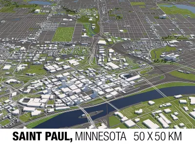 Saint Paul Minnesota USA 50x50km 3D City Map 3D model