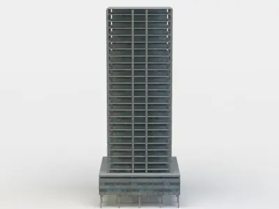 Apartment building Low-poly 3D model 2