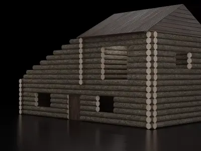 Log Cabin Low-poly 3D model
