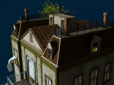 Old Haunted House  Low-poly 3D model