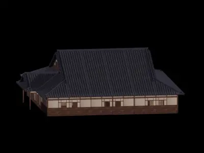 Japanese traditional House Model with Interior Low-poly 3D model