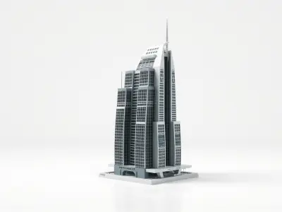 Futuristic Skyscraper Architectural Model Low-poly 3D model