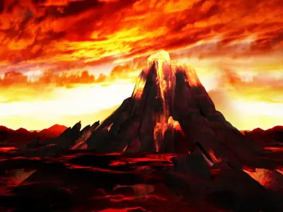 Volcano with Summer Volcano with  3D model