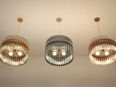 pendant light 3 colors gold  chrome copper modern style  3D model