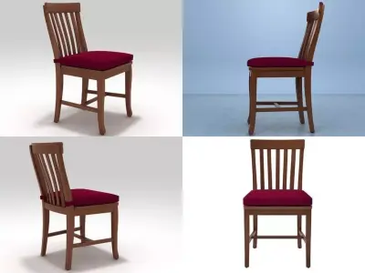 Schoolhouse Wood Chair 3D model