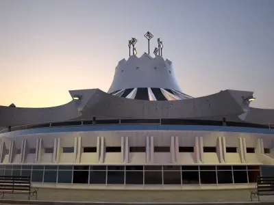 Circus venice city hall at sunset Low-poly 3D model