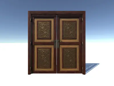 Door Set wooden Low-poly 3D model