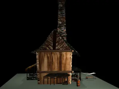 Horrible House in village  Low-poly 3D model