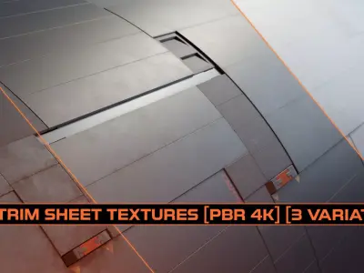 Sci fi Trim sheet texture 3 Variations Low-poly 3D model