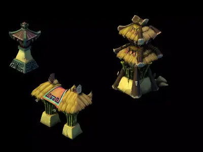 Xiqiao City - Gate - Bamboo Tower 3D model