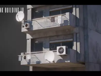 Dystopian Cyberpunk Building 11 Low-poly 3D model