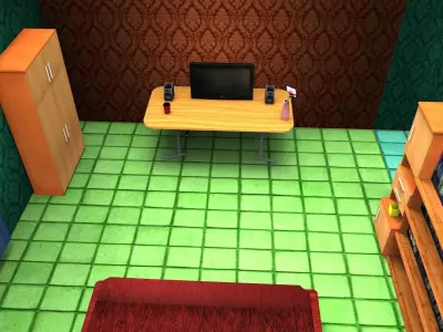 3d low poly houses with interior game ready  Low-poly 3D model