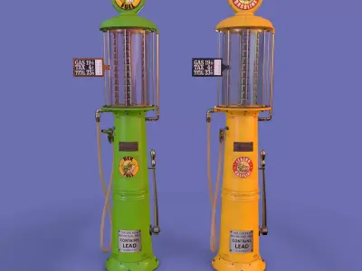 Retro Vintage Gas Pump service Station Low-poly 3D model