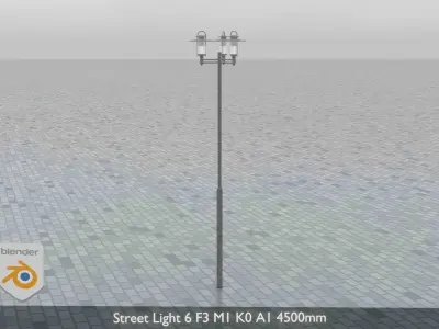 Street Light 6 F3 M1 K0 A1 4500mm Low-poly 3D model