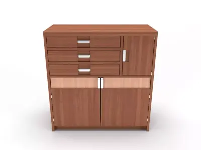 commode 4 wooden cabinet with two drawers 3D model