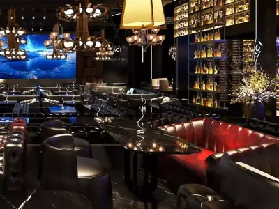 nightclub interior of with neon lights  3D model