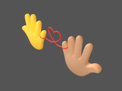 Hand with Red Line Icon v1 035 Low-poly 3D model