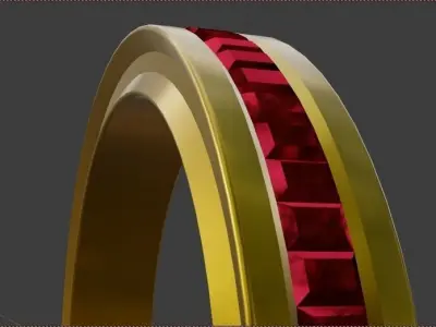 Metallic Crystal Ring Low-poly 3D model