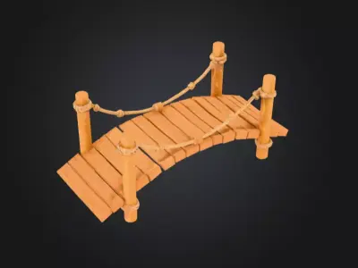 Cartoon Rope Wood Bridge Low-poly 3D model