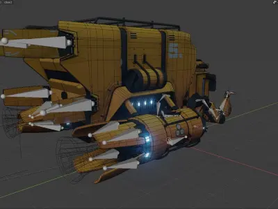 Harvester futuristic vehicle Low-poly 3D model