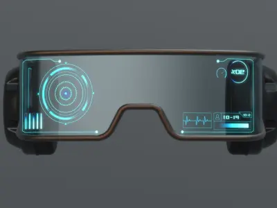 Military sci-fi headset glasses 3D model
