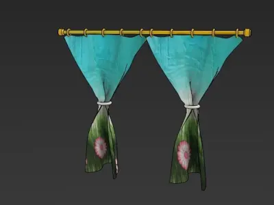 Curtains double Low-poly 3D model
