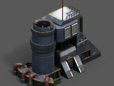 Scifi exterior skyscraper cityscape futuristic technology  Low-poly 3D model