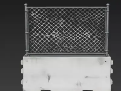 Concrete Jersey Barrier with Chain-Link Fence 3D Model Low-poly 3D model