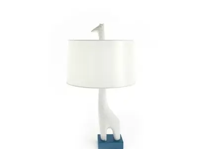 White Giraffe Lamp On A Blue Base 3D model