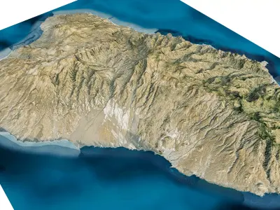 Santo Antao island 3d model terrain Low-poly 3D model