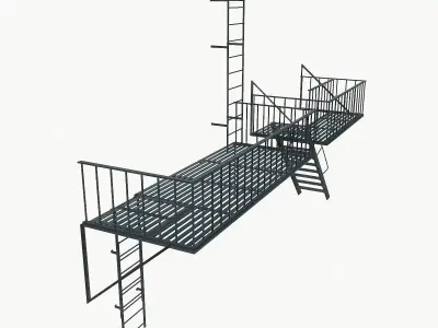 Fire Escape 2 Low-poly 3D model