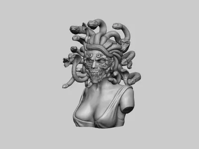 Medusa robot skull bust Cyborg medusa skull robot 3D print model