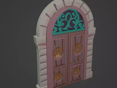 Medieval Door Low-poly 3D model 23