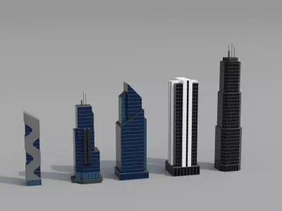 Low poly Buildings Pack Low-poly 3D model