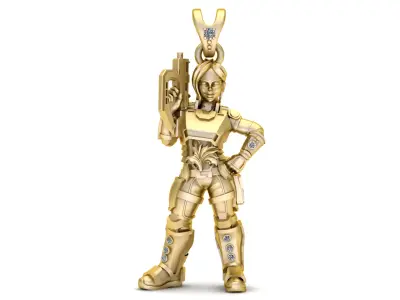 Futuristic Warrior Girl Pendant 3D Printable MODEL 3D print model