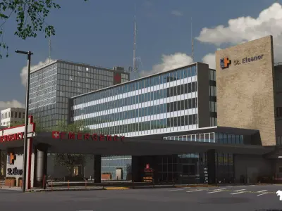 Modern Hospital Low-poly 3D model