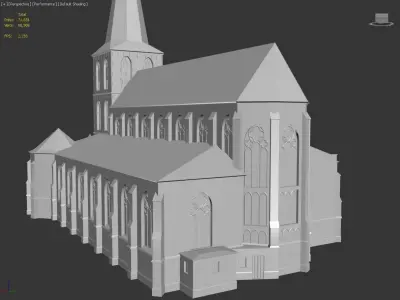 CityKirche Church Monchengladbach  Low-poly 3D model