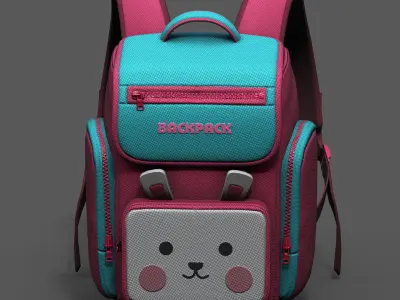 Backpack Camping toy Color baggage bag  Low-poly 3D model