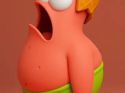 SpongeBob Patrick Star with Waffle Cone Head 3D Art 3D print model