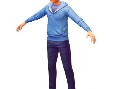 Cartoon Low Poly Style Man Avatar 002 3D Model Low-poly 3D model