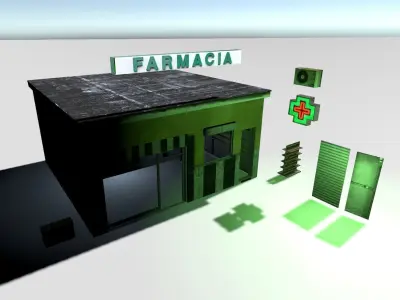City-pharmacy box Low-poly 3D model