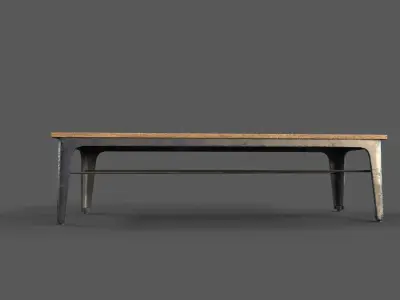 Old Street Bench Low-poly 3D model