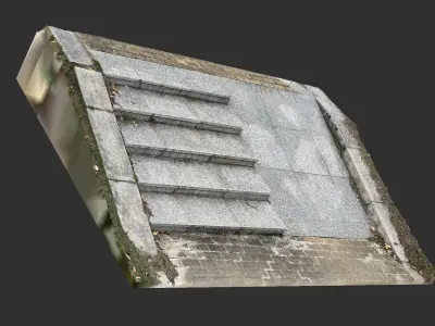 Steps with leaves in the park 3d scan 3D model