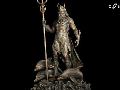 Poseidon Statues Low-poly 3D model