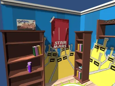 Free 1980 - MidPoly Retro Rooms Free low-poly 3D model
