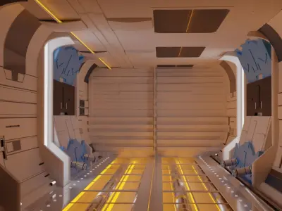 Sci-fi Corridor Low-poly 3D model