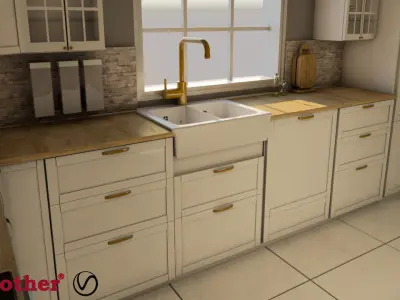Modern Kitchen 3D model ready for Rendering 3D model