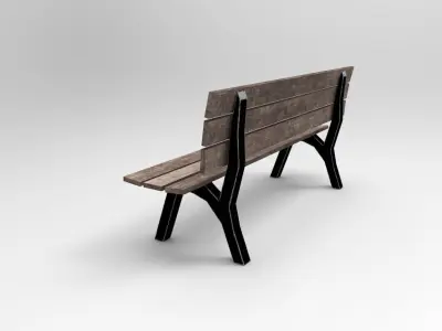 Bench wooden Low-poly 3D model